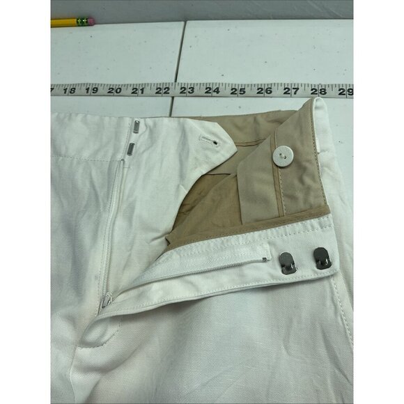 Vince‎ Womens Size 4 Linen Blend Wide Leg cropped Pants Ivory career classy - Picture 4 of 13